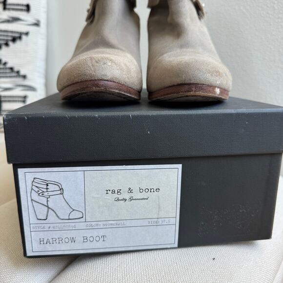 Rag & Bone Harrow Nubuck Suede Ankle Boots Block Heel Stonewall EU 38.5/ 8.5 US - Picture 6 of 12